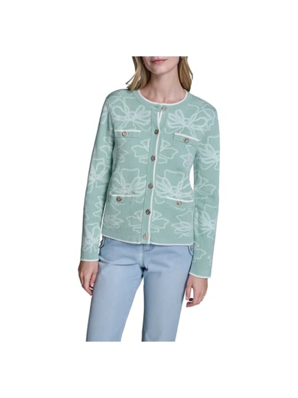 Women's Floral Cardigan Sweater Button Front Casual Luxury